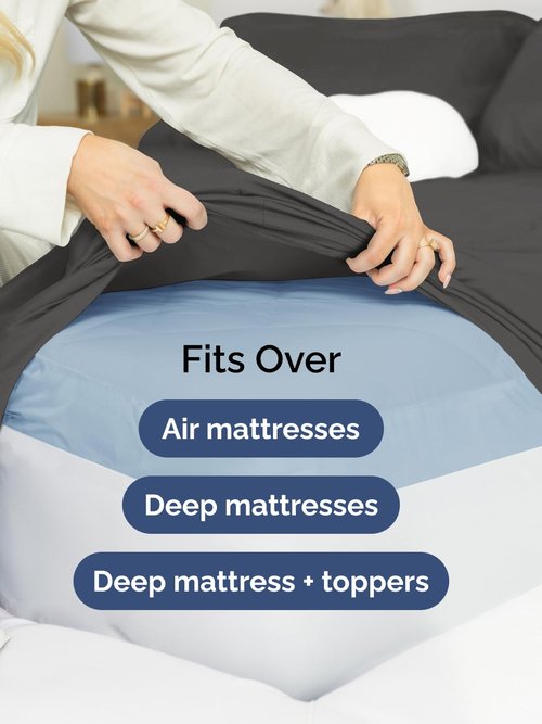 Extra Deep Cal King Sheet Set - 6 Piece Breathable and Cooling Sheets - Hotel Luxury Bedding for Women, Men, Kids & Teens - Easy & Secure Fit - Soft and Wrinkle Free - Extra Deep Pockets - Charcoal
