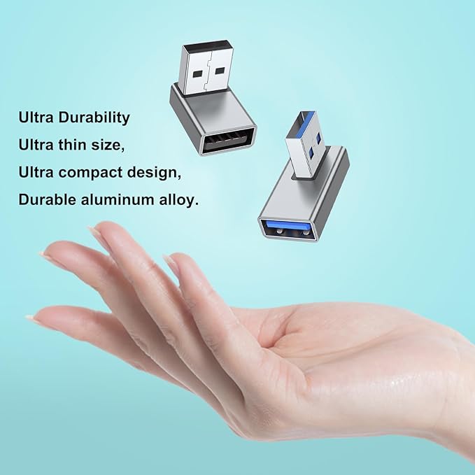 AreMe 90 Degree USB 3.0 Adapter 4 Pack, Up&Down, Left&Right Angle, Grey
