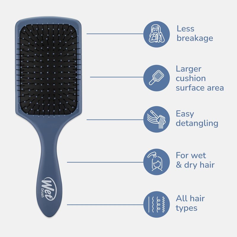 Wet Brush Paddle Detangler Hair Brush, Elemental Blue, Ultra-Soft IntelliFlex Bristles with AquaVent Design, Great For Treatment & Mask Application, Women, Men, Wet, Dry and Damaged Hair