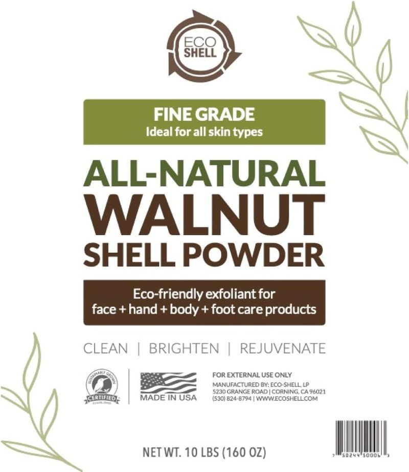 Eco-Shell Walnut Shell Powder - Fine Grade Natural Exfoliant for Skin, Body & Foot Scrubs | 10 lbs (160 Oz)