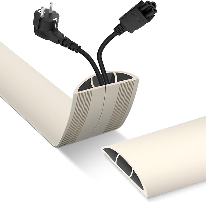 Floor Cord Cover, Cable Protector, 0.63W x 0.31H inches, Wire Cover for Extension Cords, Floor Cable Covers Prevent Cable Trips (Beige, 50-3.3 Feet)