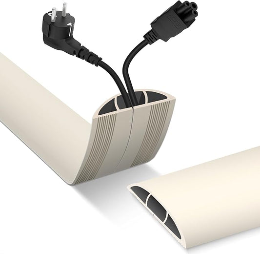 Floor Cord Cover, Cable Protector, 0.63W x 0.31H inches, Wire Cover for Extension Cords, Floor Cable Covers Prevent Cable Trips (Beige, 50-3.3 Feet)