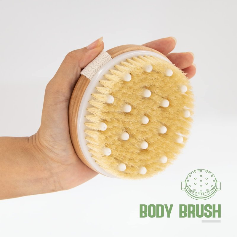 AIFEIVICO Lymphatic Drainage Paddle & Dry Brushing Body Brush, Wood Body Gua Sha Tool with Dry Skin Brush, Lymphatic Massage Paddle for Anti Cellulite - Body Shaping Contouring Sculpting