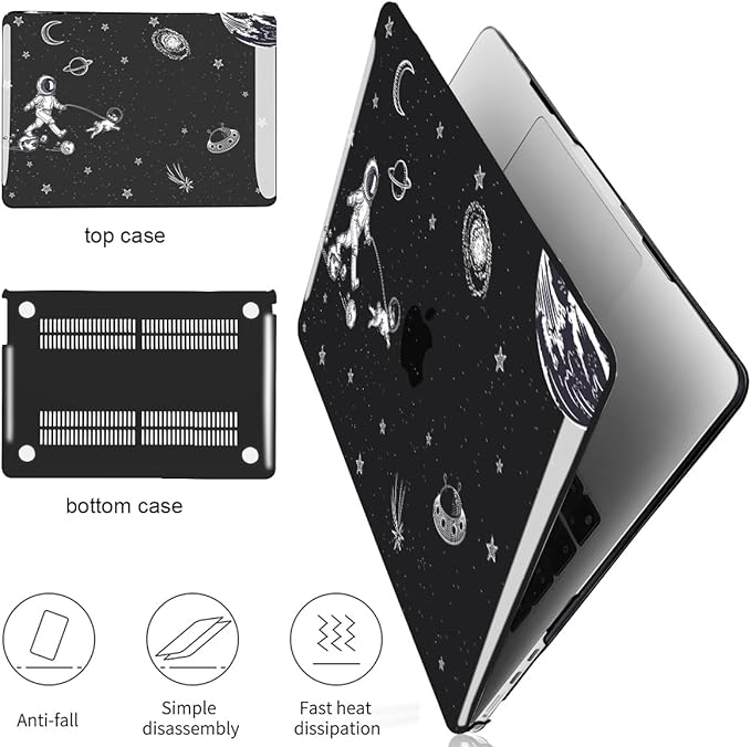 LCMOCICO for MacBook Air 13 Inch Case 2026 2025 2024 2023 2022 Release M5 A3449 M4 A3240 M3 A3113 M2 A2681, Scratch Resistant Plastic Hard Shell Case for MacBook Air 13.6 M5, Astronauts Space Dog
