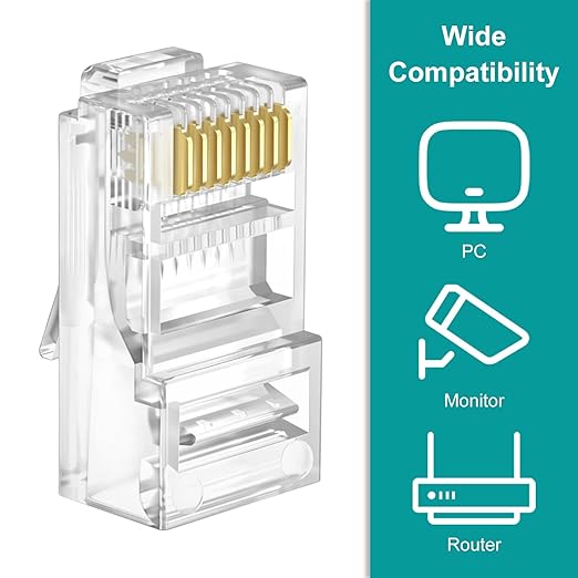 Brileine 100-Pack Cat 6 Pass Through RJ45 Connectors with RJ45 Boots Cover, Simplify Terminations with Ethernet Ends/ Cat6 Ends/ RJ45 Connectors/Cat 6 Connectors/ RJ45 Plugs for Cat6 Cat5e Cables