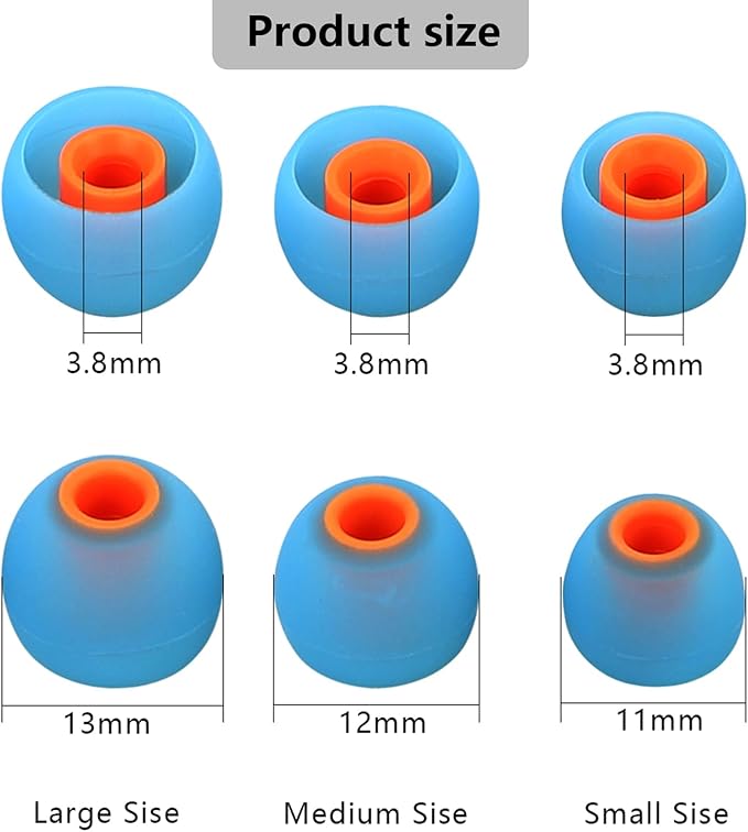 MMYQXI Earbud Replacement Tips Silicone Earbud Tips Earbud Caps Fit for in-Ear Headphones (Inner Hole 3.8mm -5.1mm) Earbud Rubber Tips Ear Tips 9 Pairs S/M/L