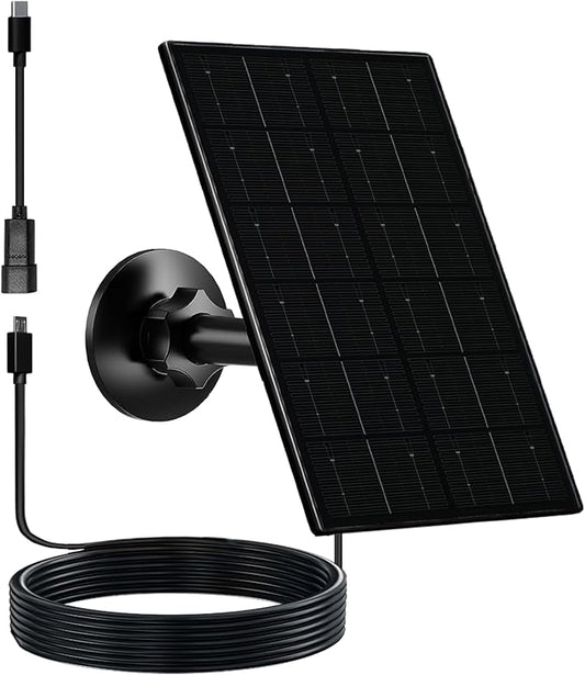 Zivif Solar Panel for Security Camera, 4W Solar Charger with Micro USB/USB-C Plug with Rechargeable Battery Cameras, IP65 Waterproof, 360° Adjustable Mount & 9.8ft Cable, 1 Pack