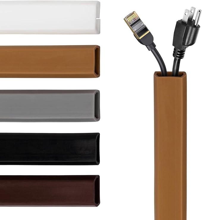 TV Cord Hider – Flexible Wall Cord Cover Slim Design Silicone Cable Raceway - Self Adhesive, Cut to Size Design for Hiding Wires on Wall - Clean Home Setup Cable Concealment (Brown, 6 Feet)