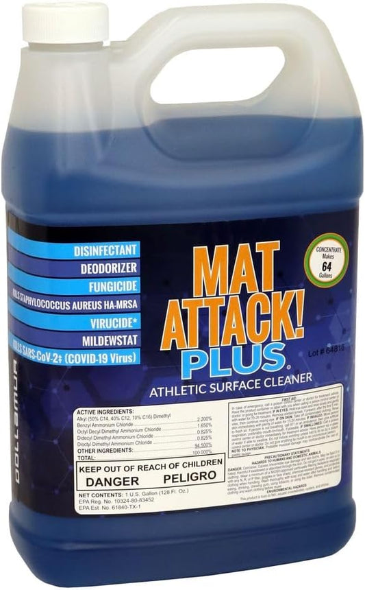 Dollamur Mat Attack! PLUS® Gym & Yoga Mat Cleaner, Hygienic Cleaner for Rubber Flooring, Wrestling Mats, and Fitness Floors-Gallon