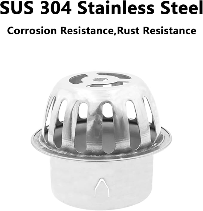 Roof Floor Drain,SAFYY 304 Stainless Steel Roof Drain Dome,Balcony Roof Dome Drain Cover,Yard Outdoor Anti Blocking Strainer,Gardens Gutter Cleaning Tool,Rain Bucket Drainage Parts (2, 75mm/3")