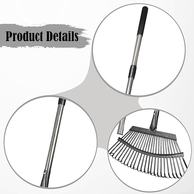 Garden Leaf Rake Fallen Leaves Collector Non Slip Chicken Coop Rake Lawn Tool for Roof Debris Grass Clippings Flower Bed Lawn