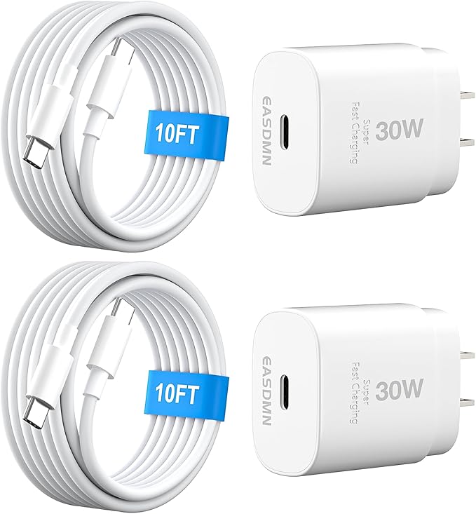 30W USB C i Phone 17 16 15 Charger Fast Charging, 2PACK Wall Charger for iPhone 16 15 Pro Max Charger Cord 10FT Fast Type C Block for iPhone 17 Pro Max/17 Air/16/15 Plus/15 Pro Max,i Pad Pro/Air