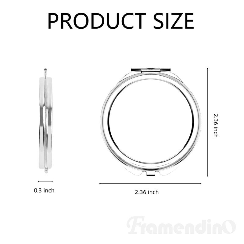Framendino, 12 Pack Round Sublimation Cosmetic Mirrors Blanks Portable Folding Mirror for Women