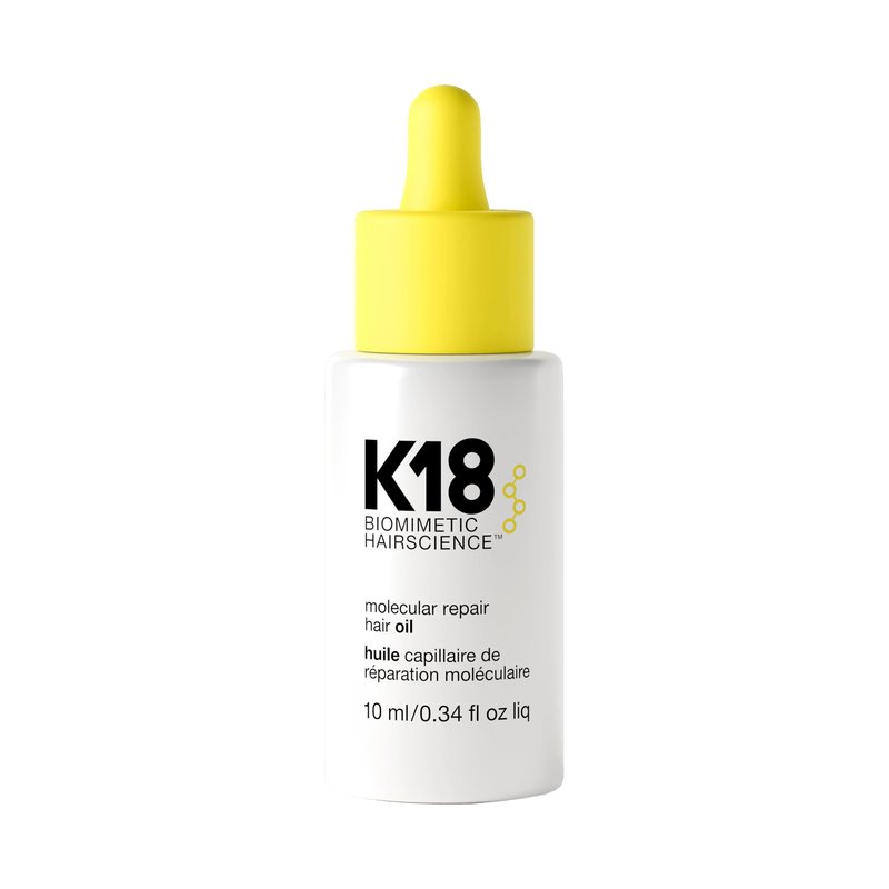 K18 Molecular Repair Hair Oil - Strengthening Peptide Damaged Hair Treatment Oil - 24-Hour Frizz Control + Heat Protectant - Helps Reduce Split Ends + Boost Shine (0.34 Fl oz)
