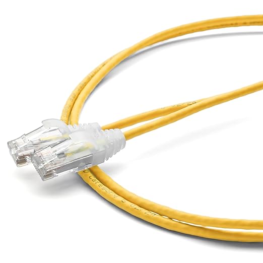 TRUECABLE Cat6 Component Rated Patch Cable, Unshielded (U/UTP), 2ft, Yellow, 28AWG Stranded Pure Copper, Snagless 10G High-Speed Ethernet Cable, PoE++ 4PPoE 100W, UL Listed, RoHS-3, 1 Pack