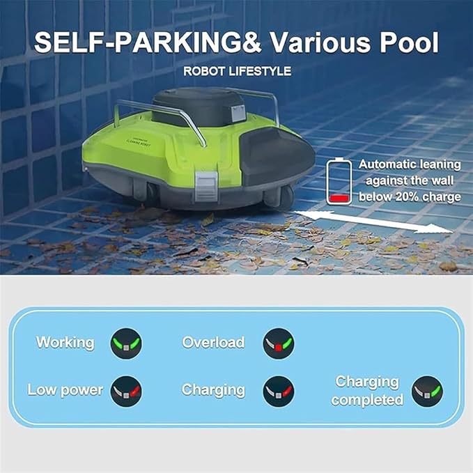 Robotic Pool Cleaner Pool Vacuum Pool Vacuum for Above Ground Pools Swimming Pool Cleaner Robot Automatic 5000mAh Intelligent Rechargeable