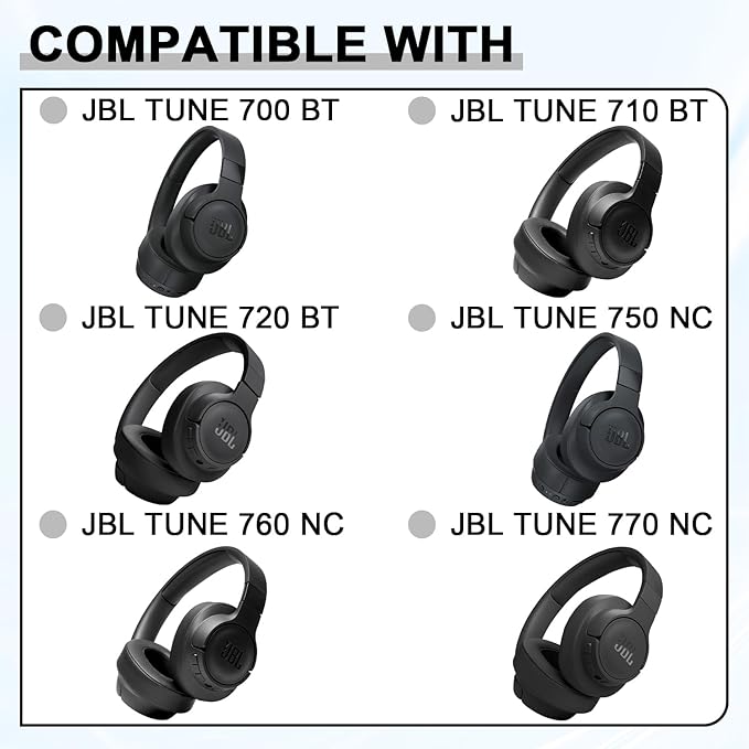 Replacement Ear Pads for JBL Tune 700(700BT)/710(710BT)/720(720BT)/750(750BT,750BTNC)/760(760NC)/770(770NC) Headphones, Headset Ear Cushions, Headset Earpads, Ear Cups Cover-White