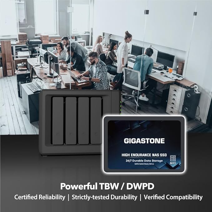 Gigastone 【NAS Certified】 1TB High Endurance SSD (6-Pack) for Gaming/PC/Laptop/NAS SSD TLC 24/7 Reliable 2.5" SATA Internal Solid State Drives RAID Data Storage 2.5 inches SATA 3.0