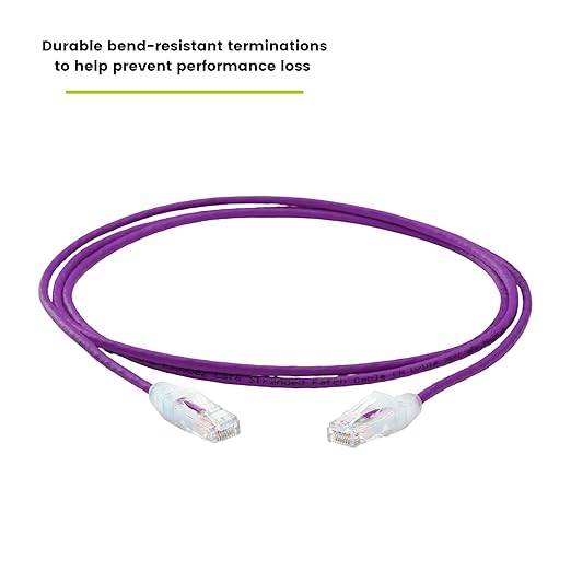 TRUECABLE Cat6 Component Rated Patch Cable, Unshielded (U/UTP), 7ft, Purple, 28AWG Stranded Pure Copper, Snagless 10G High-Speed Ethernet Cable, PoE++ 4PPoE 100W, UL Listed, RoHS-3, 5 Pack