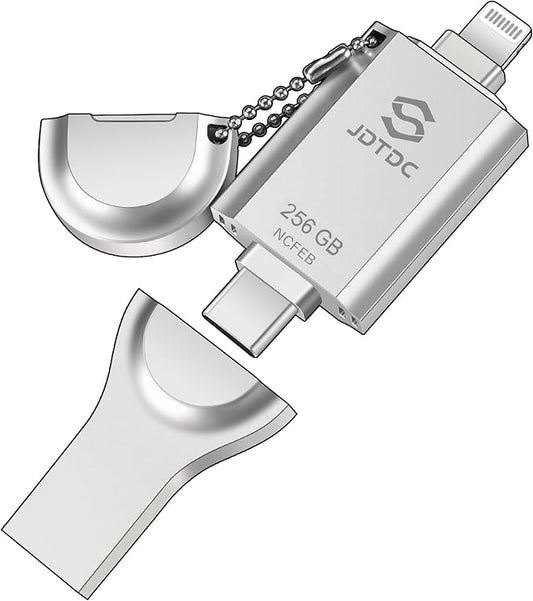 Genuine Apple MFi Certified iPhone Flash Drive 256GB - Real Capacity - No Fake Storage, Secure Encrypted Auto Backup Photo Stick for iPhone/iPad/Android/PC External Storage for Photos Videos & Files