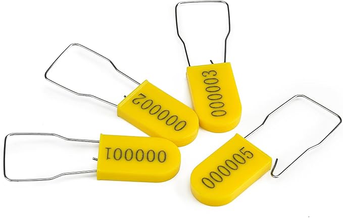 LeadSeals 1000PCS Plastic Padlock Security Seals Metal Wire Padlocks Electric Meter Seal Disposable Anti-Tamper Lock Numbered Anti Tamper Tag Hasps Yellow