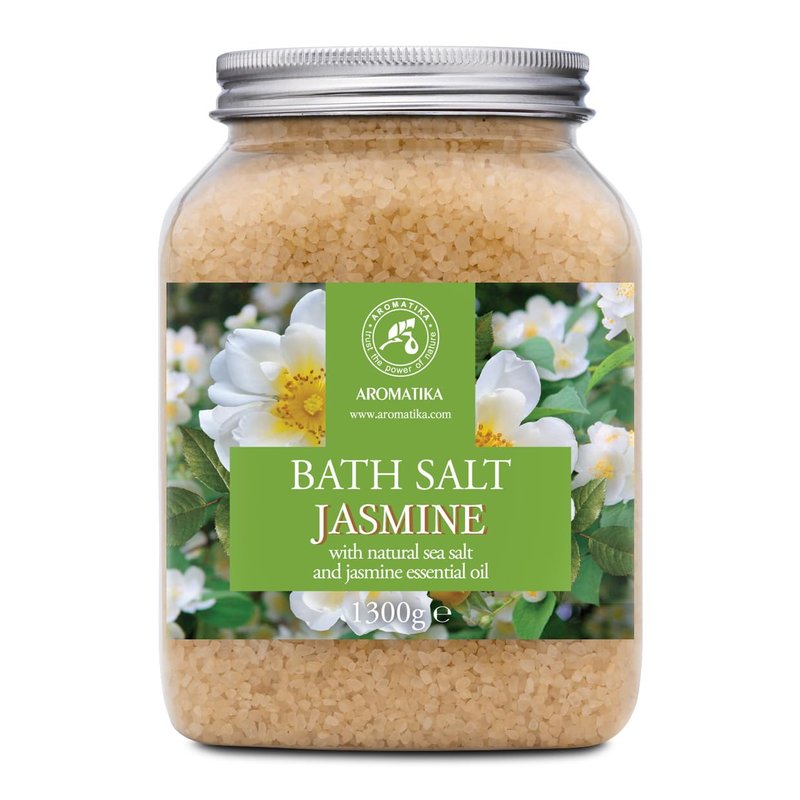 Bath Sea Salt Jasmine 46 Oz (1300g) - Bath Salts with Jasmine Essential Oil for Bath Soak - Relaxing Bath - Beauty - Body Care - Relaxation - Good Sleep - Aromatherapy Bath Salts - Flower Bath Salt