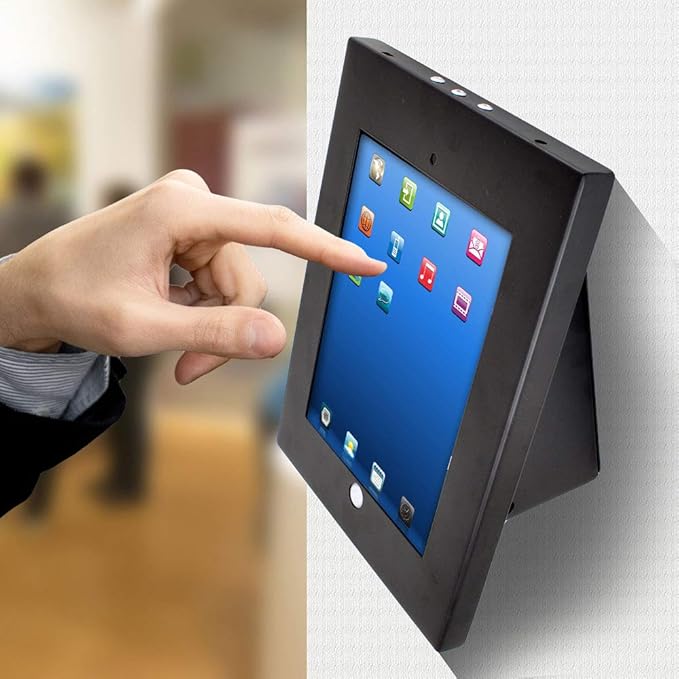 Pyle Anti-Theft Tablet Security Case Holder - Metal Heavy Duty Multi Mount Tablet Kiosk, Mounts on Wall, Table, Desk w/ Landscape/Portrait Mounting, Designed for iPad 2, 3, 4, Air Tablets - PSPADLKW5