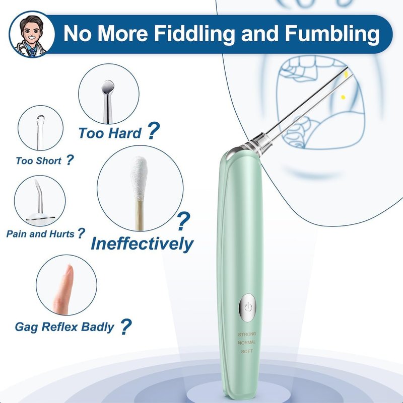 Tonsil Stone Remover, High-Precision & Painless Comfortable Cleaning, 12 in 1 Tonsil Stone Removal Kit, 150 Degree Rotate Electronic Tonsil Stone Vacuum, Best Tonsil Stone Removal Tool (Green)