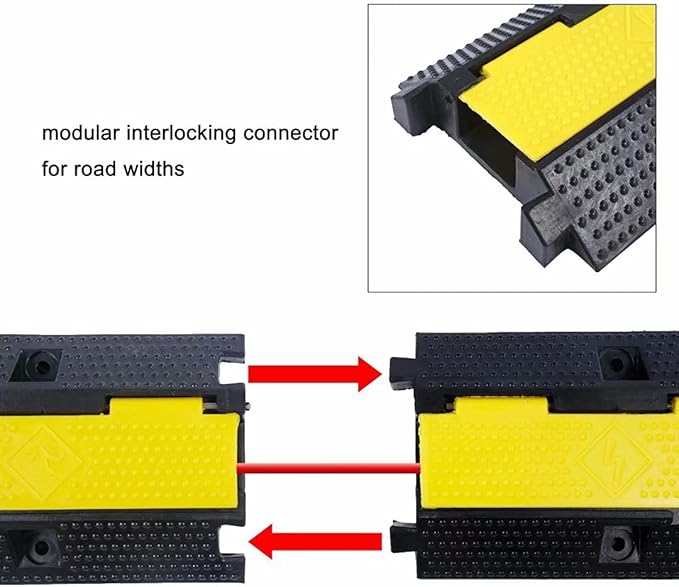YONSHENG Rubber Cable Ramp Cord Cover Cable Protector Ramps Wire Hose Protective 1 Channel 22000Lbs Load Capacity Traffic Speed Bump for Asphalt Concrete Gravel Driveway Indoor Outdoor, 3 Pack