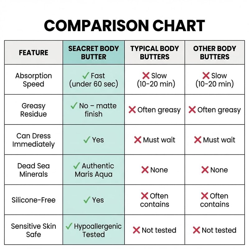 SEACRET Minerals Dead Sea Body Butter, Ocean Mist - Ultra-Rich Shea Butter & Coconut Oil Body Moisturizing Cream for Dry Skin, Fast Absorbing, Non-Greasy with Aloe Vera & Vitamin E, 8.5 Fl Oz / 250 ml