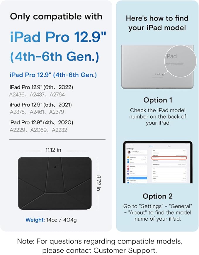 MOFT Dynamic Folio Case for iPad Pro 12.9" (6th 2022 | 5th 2021 | 4th 2020), Slim Magnetic Stand Case with 20+ Viewing Angles, Auto Wake/Sleep, Ultra Thin, Jet Black