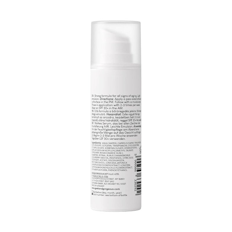 Geek & Gorgeous - A-Game 10-0.1% Retinal Serum - Silky, Lightweight, High-strength, Anti-Aging Formula - all skin types, especially combination & oily - 1 oz
