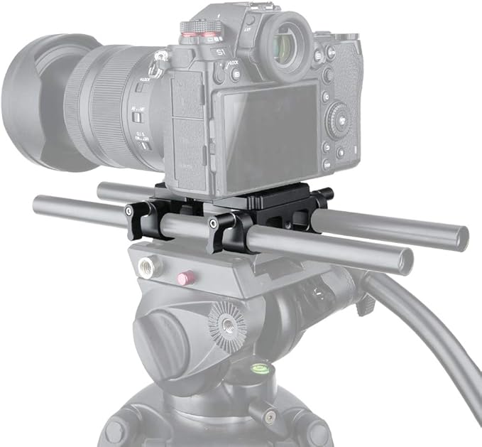 NICEYRIG Tripod Mounting Plate with 15mm Rod Clamp Railblock for Rod Support/DSLR Rig Cage