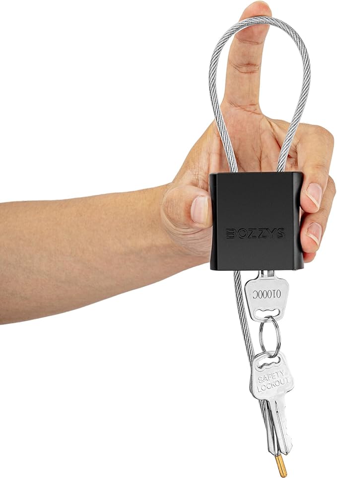 BOZZYS Cable Padlock with 3 Keys | L 1.15ft(0.35m),D 1/6in(4mm) Adjustable Steel Cable Lock | Aluminum Locks for Bikes, Gate, Lockers & Outdoor Gear | Weatherproof & Black