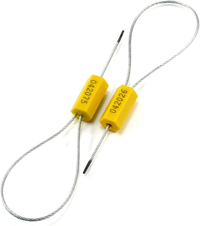 1000PCS Yellow Steel Cable Seals Metal Security Seal Numbered Metal Truck Trailer Seals Security Tags Tamper Evident Tags Container Seals Pull Tight Steel Wire Seals