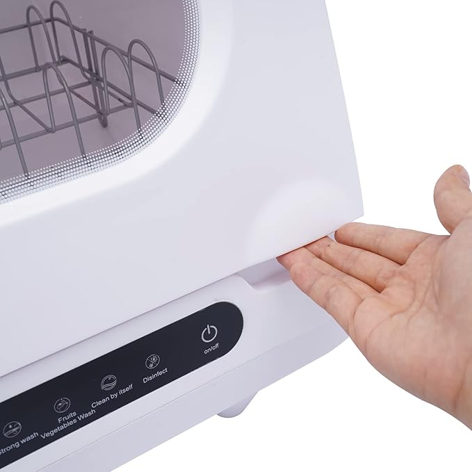 Portable Countertop Dishwasher,1.2KW Mini dishwasher with 5 Washing Programs & Basket,360° Dual Spray, Hold 2‑6 Sets Of Dishes,72℃ Rotating Spray,for Baby Care, Glass & Fruit Wash