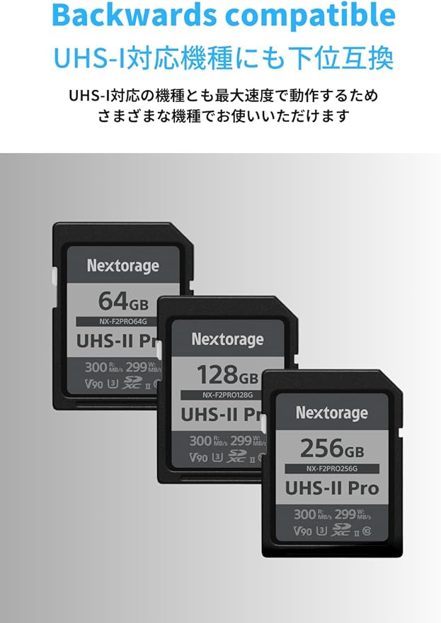 Nextorage Japan 64GB 2Pack SDCard UHS-II Memory Card V90 Canon, Sony, Nikon, Fujifilm, Panasonic Camera 8K 4K High-Speed Continuous Shooting pSLC Max Read 300MB/s Max Write 299MB/s NX-F2PRO64G