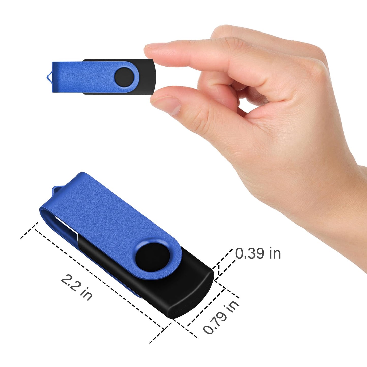 EASTBULL Flash Drive Bulk 2GB USB 100 Pack with Lanyards USB 2.0 Thumb Drive Bulk Memory Stick Swivel Pen Drive for Storage and Backup 2 GB 100 Pack, Blue