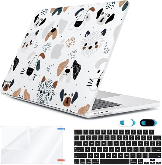 HOHAIYOO Compatible with MacBook Air 13 inch Case 2026 2025-2022 M5 A3449 M4 A3240 M3 A3113 M2 A2681, Plastic Hard Shell&Keyboard Cover&Screen Film&Webcam Cover for MacBook Air 13.6" Case, Funny Dog