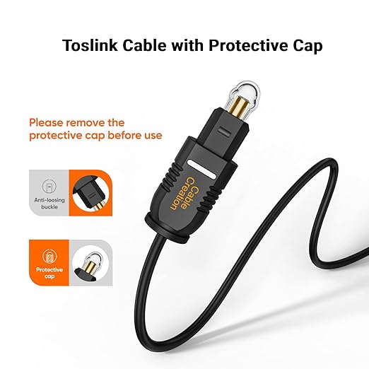 CableCreation Optical Digital Audio Cable 3.3FT, Thin Fiber Optic Toslink Gold Plated S/PDIF Cord for Home Theater, Sound Bar, TV, PS4, VD/CD Player, Game Console& More, Black