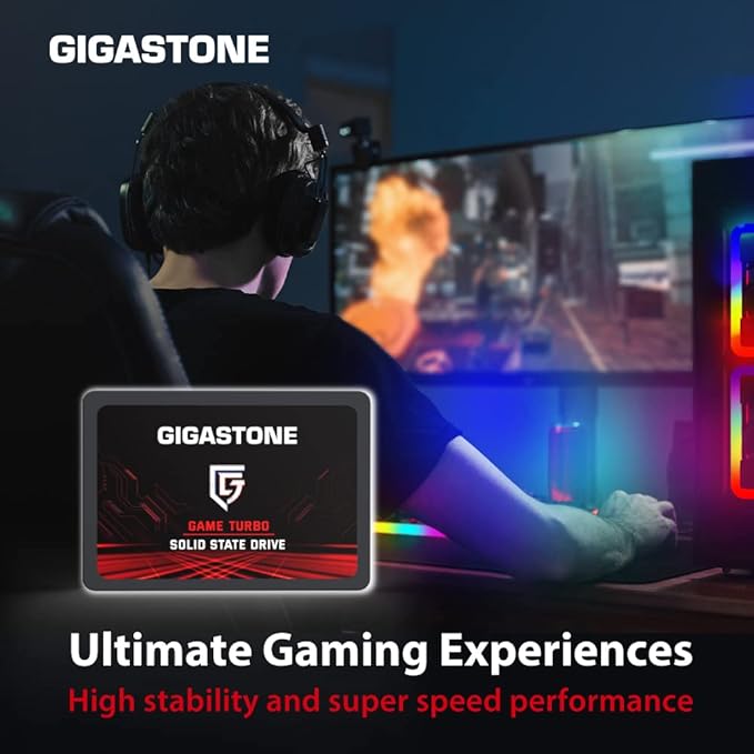 Gigastone 128GB Game Turbo SSD (10-Pack) Up to 500MB/s with SLC Caching Gaming/PC/Desktop/Laptop Upgrade SSD 5-Year Warranty 2.5" SATA Internal Disk Solid State Drives 2.5 inches SATA 3.0 Disk