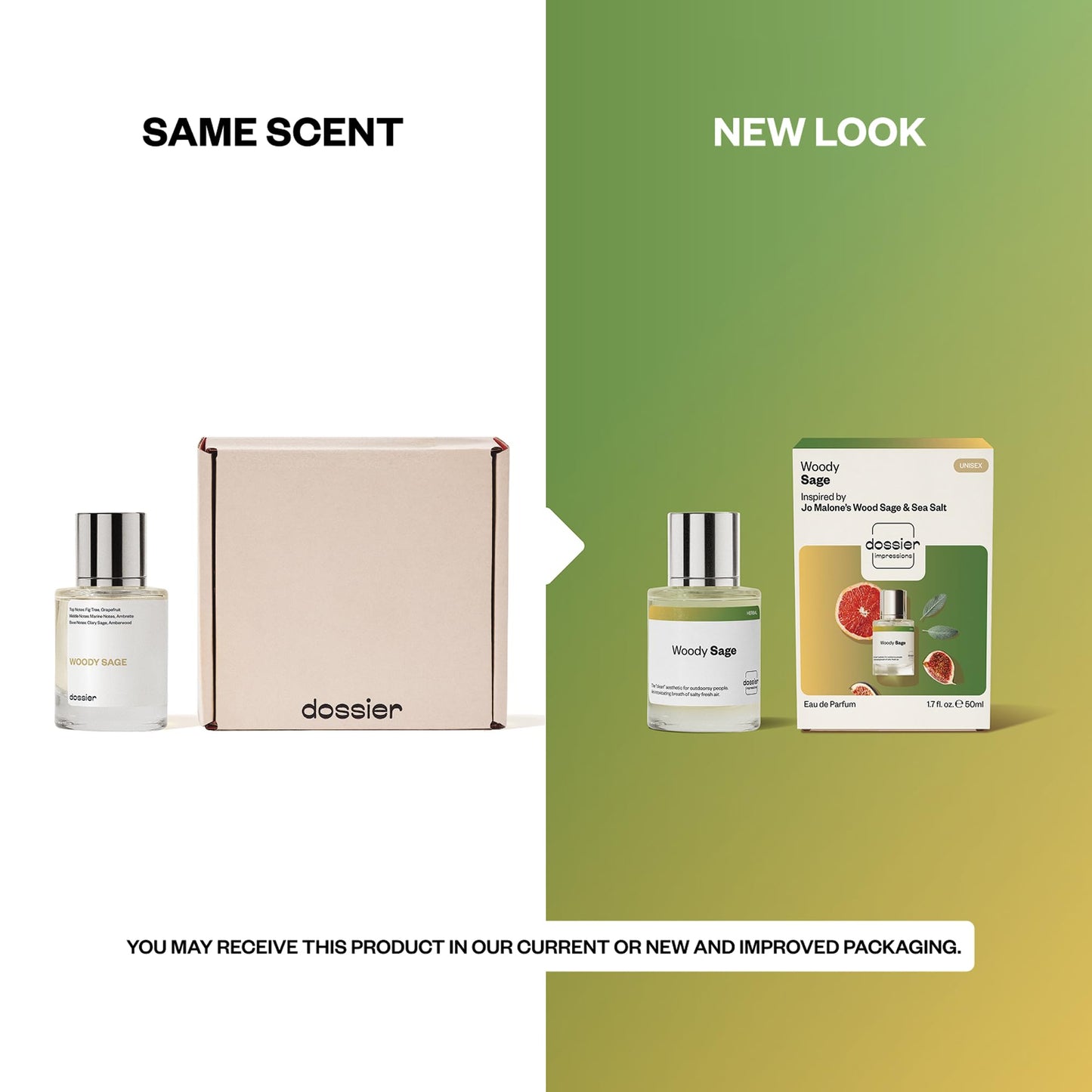 Dossier - Woody Sage - Eau de Parfum - Inspired by Wood Sage & Sea Salt - Long-Lasting Fragrance - Unisex - 1.7 fl oz (50ml)