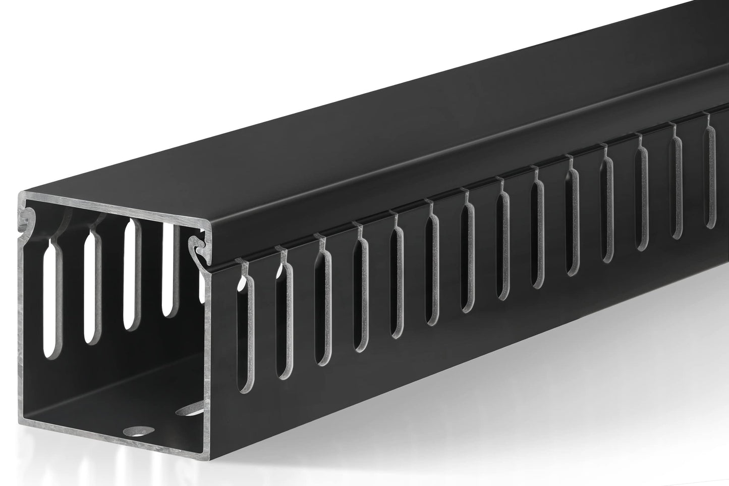 ZhiYo 2 x 2in Professional Server Rack Cable Management Raceway, 99in (6X L16.5in) Cable Raceway Kit, Electrically Safe PVC Open Slot Wire Raceway for Under Desk/Computer/Network Cords, Black