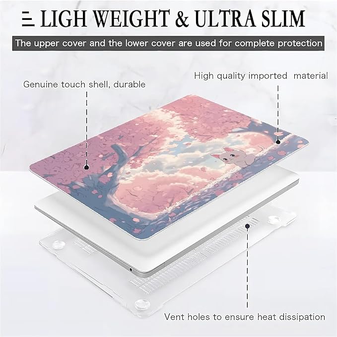 COTAIL Compatible with MacBook Air 13.3 13.6 Inch Case 2022 2021 2020 2019 Plastic Hard Shell Case Cover,13.6 Air (A2681) M2 2022, Cute Cat