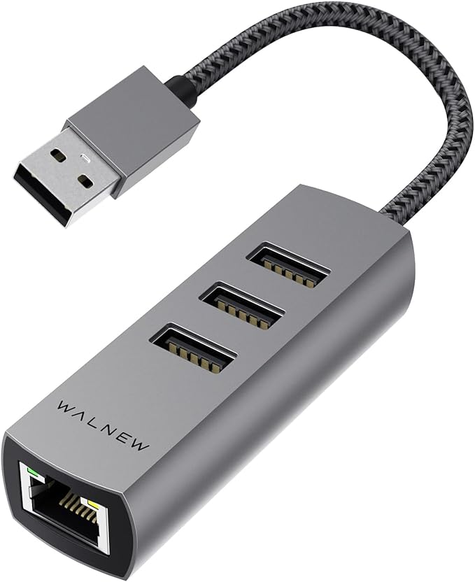 USB A to Ethernet Adapter, WALNEW USB 3.0 to RJ45 Gigabit Ethernet Adapter, Compatible with Mac,MacBook Pro/Air,Samsung Galaxy Tab