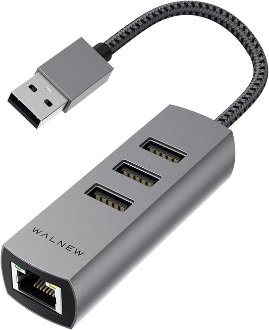 USB A to Ethernet Adapter, WALNEW USB 3.0 to RJ45 Gigabit Ethernet Adapter, Compatible with Mac,MacBook Pro/Air,Samsung Galaxy Tab