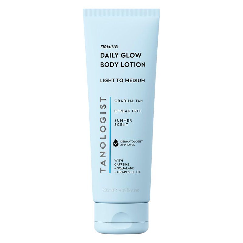 Tanologist Firming Daily Glow Body Lotion, Light/Medium, Gradual Tanning Lotion, No Fake Tan Smell, Streak-Free & Natural-Looking Self Tanner, Vegan, 8.45 fl. oz/250 ml Tube