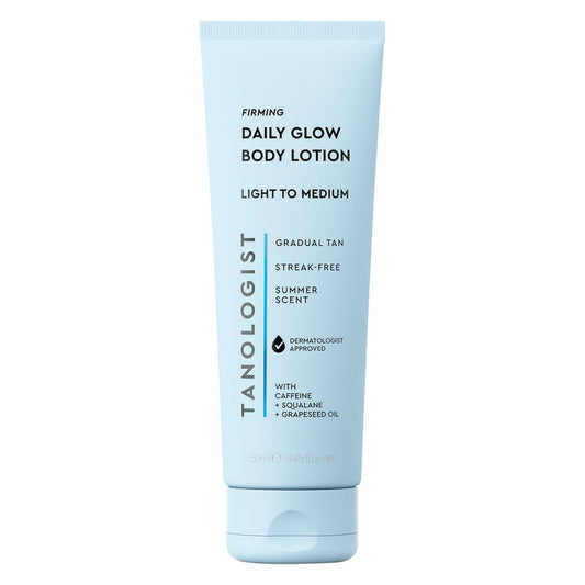 Tanologist Firming Daily Glow Body Lotion, Light/Medium, Gradual Tanning Lotion, No Fake Tan Smell, Streak-Free & Natural-Looking Self Tanner, Vegan, 8.45 fl. oz/250 ml Tube