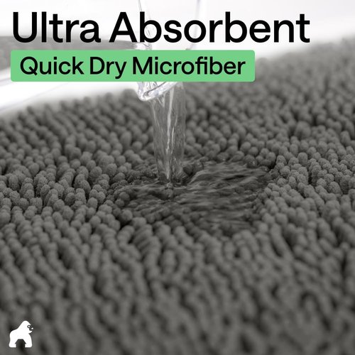 GORILLA GRIP Bath Rug Mat - Soft Absorbent Chenille | Quick Dry Microfiber, 60x24 Charcoal