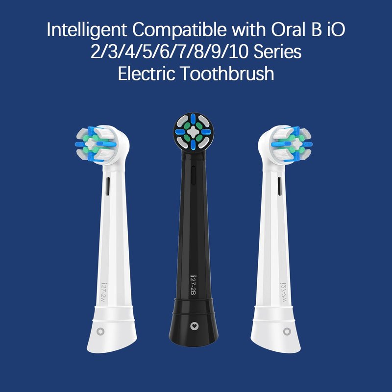 8 Pack Smart Cleaning Replacement Heads Compatible with Oral B iO 2 3 4 5 6 7 8 9 10 Series Electric Toothbrush, Brush Heads Compatible with Oral B iO Electric Handles (Black)